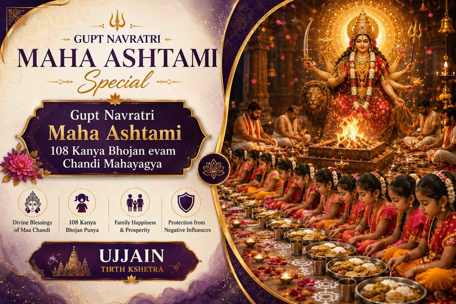 Gupt Navratri Maha Ashtami 108 Kanya Bhojan evam Chandi Mahayagya