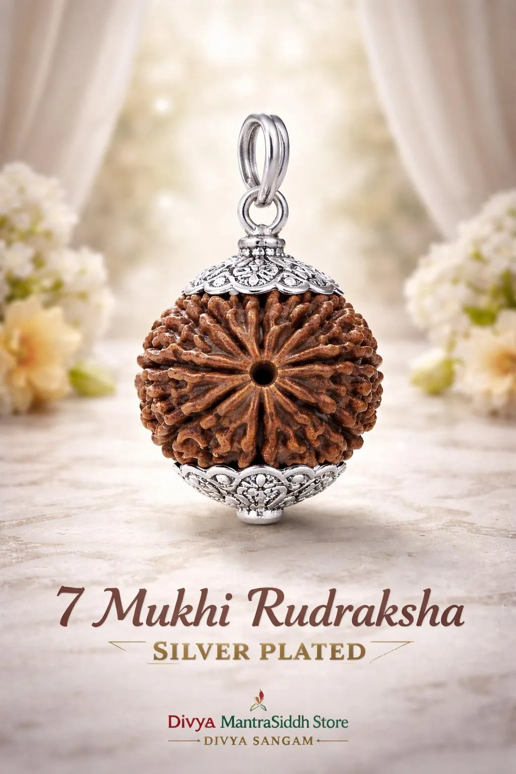 7 Mukhi Rudraksha with Silver Capping